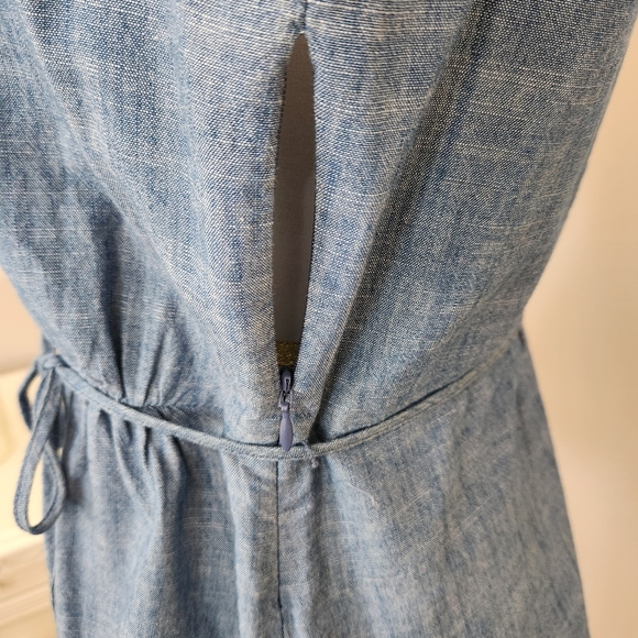 J BY J. CREW CHAMBRAY FLUTTER SLEEVE FAUX WRAP TOP - Picture 4 of 5